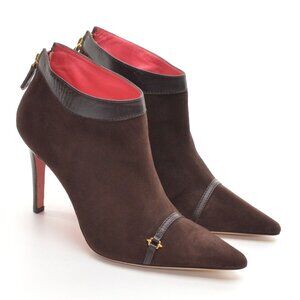 Judith Leiber Brown Back Zip Stiletto Booties 8 B New